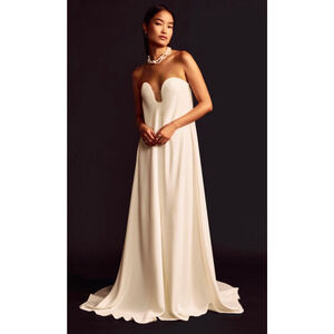 Besa Bridal Rowen Strapless Wedding Dress Modern Minimal Notch Neckline Gown NWT